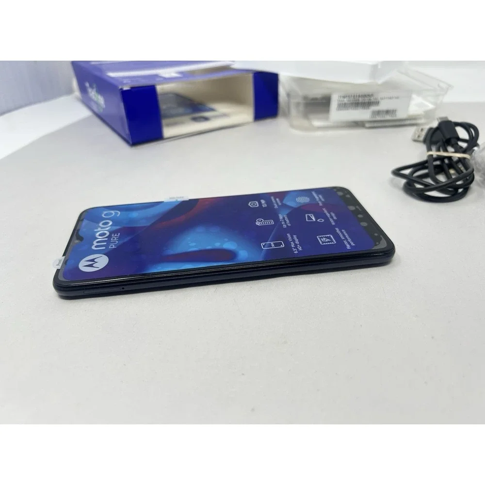 Motorola Moto G Pure XT2163DL Blue Tracfone Smartphone Dual Camera